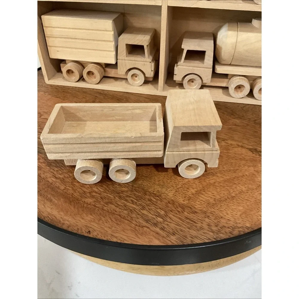 Handmade Vintage Wooden Truck set of 4 Trucks Cargo Display Decor Play Paint